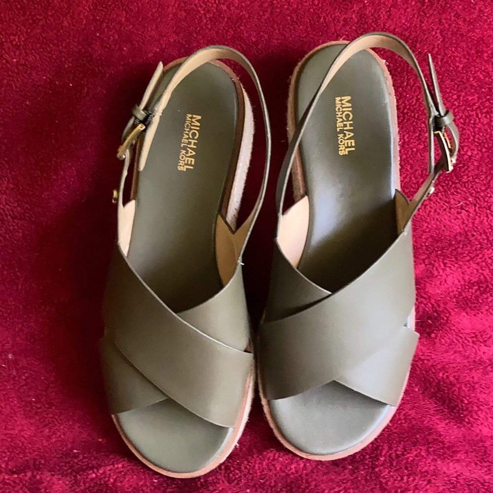 MK green sandals